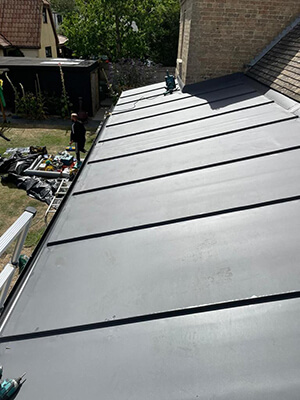 metal seamed flat roof